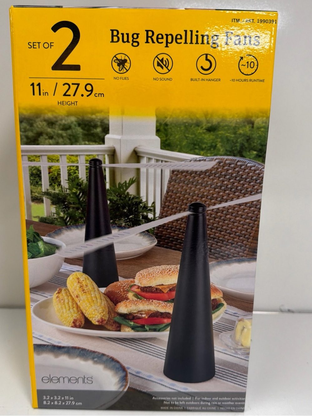 Elements Black Cone Bug-Repelling Fan (Set of 2)